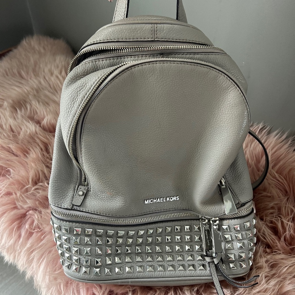 Michael Kors Rhea Studded Grey Backpack in Small